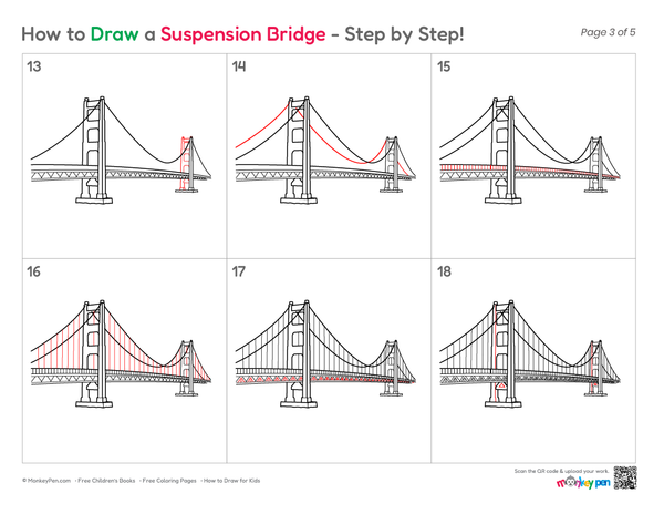 Beginner-friendly suspension bridge drawing