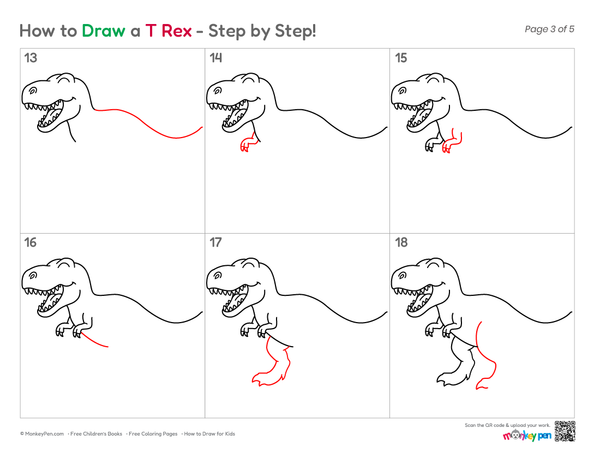 How to Draw a T-Rex – Easy Step-by-Step Dinosaur Drawing for Kids