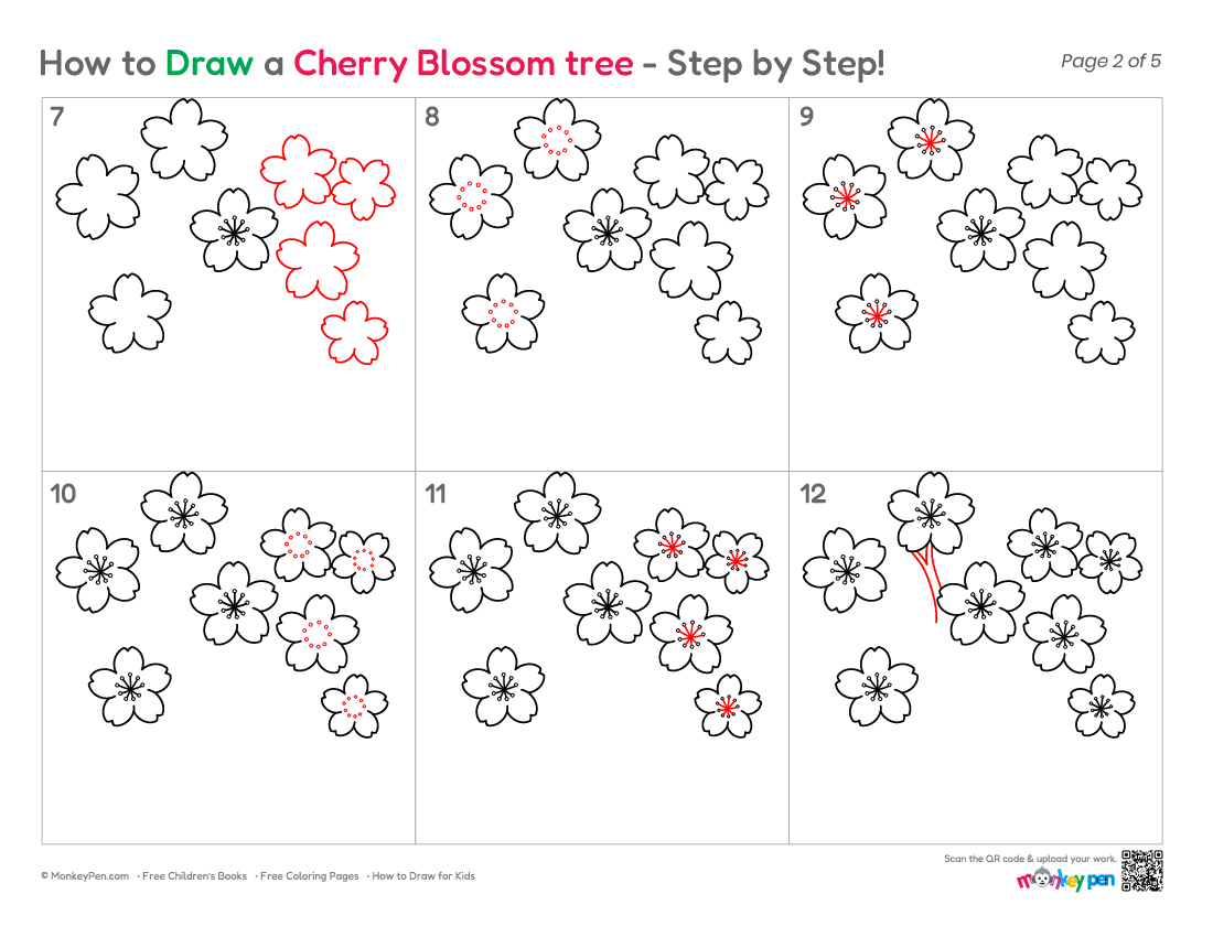 How to Draw a Cherry Blossom Tree – Easy Step-by-Step Tree Drawing for