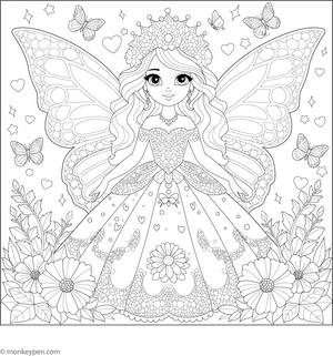 Butterfly Princess Coloring Page – fun and educational printable for children