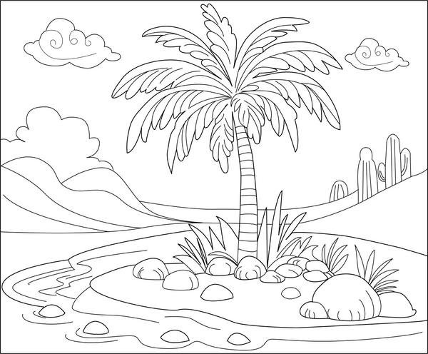 Oasis coloring page – fun and educational printable for children