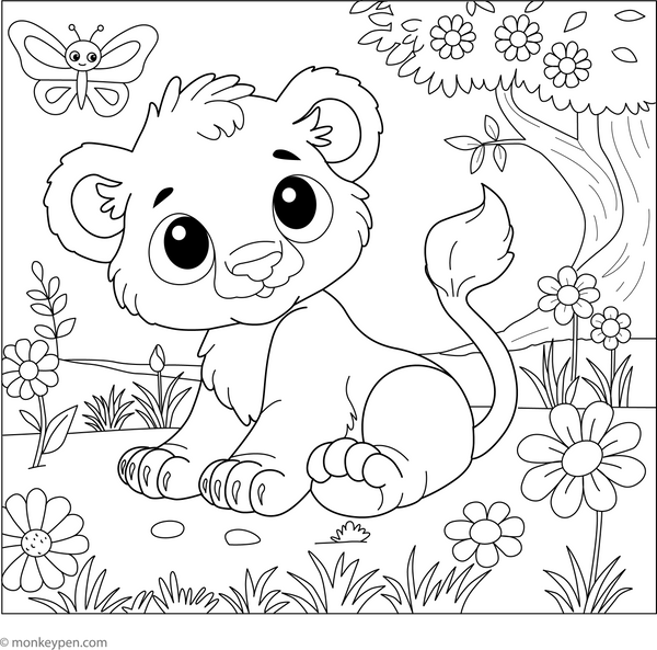 Baby Lion Cub coloring page – free printable for kids to color and enjoy