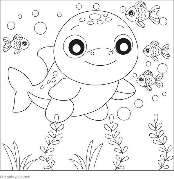 Baby Megalodon coloring page – free printable for kids to color and enjoy