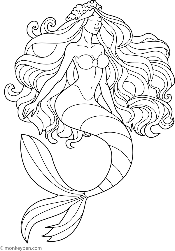 Mermaids coloring page – free printable for kids to color and enjoy