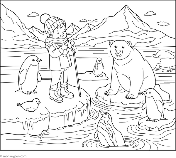 Polar Oceans coloring page – free printable for kids to color and enjoy