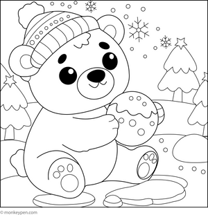 Baby Polar Bear Playing coloring page – free printable for kids to color and enjoy
