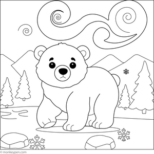 Polar Bear in a Snowstorm coloring page – free printable for kids to color and enjoy
