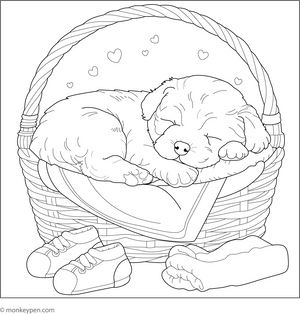 Sleeping Puppy coloring page – free printable for kids to color and enjoy