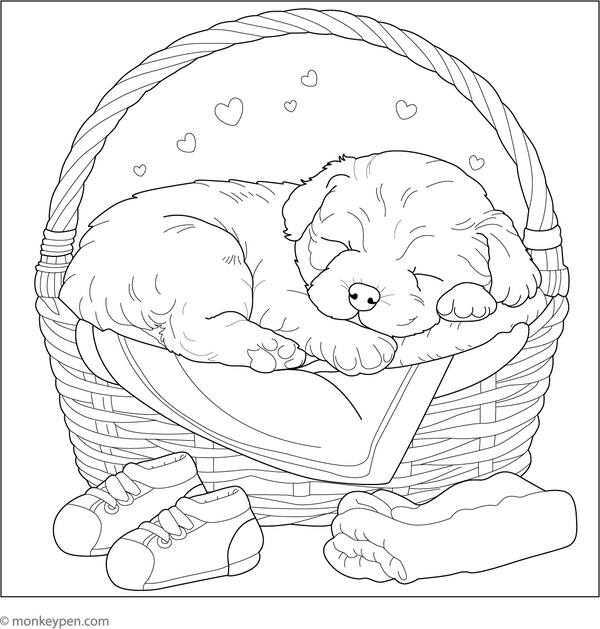 Sleeping Puppy coloring page – free printable for kids to color and enjoy