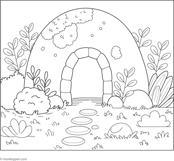Cave Den Coloring Page – fun and educational printable for children