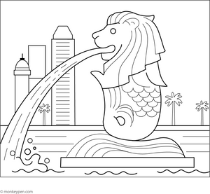 Merlion Park Coloring Page – fun and educational printable for children