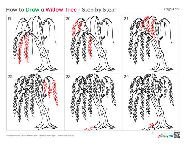 How to Draw a Willow Tree – Easy Step-by-Step Tree Drawing for Kids