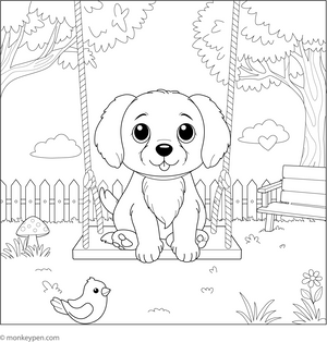 Puppy in Playground coloring page – free printable for kids to color and enjoy
