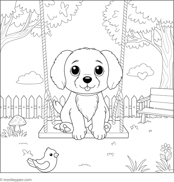 Puppy in Playground coloring page – free printable for kids to color and enjoy