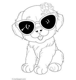 Puppy with Sunglasses coloring page – free printable for kids to color and enjoy