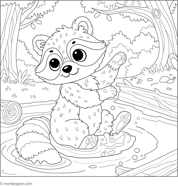 Raccoon Coloring Book