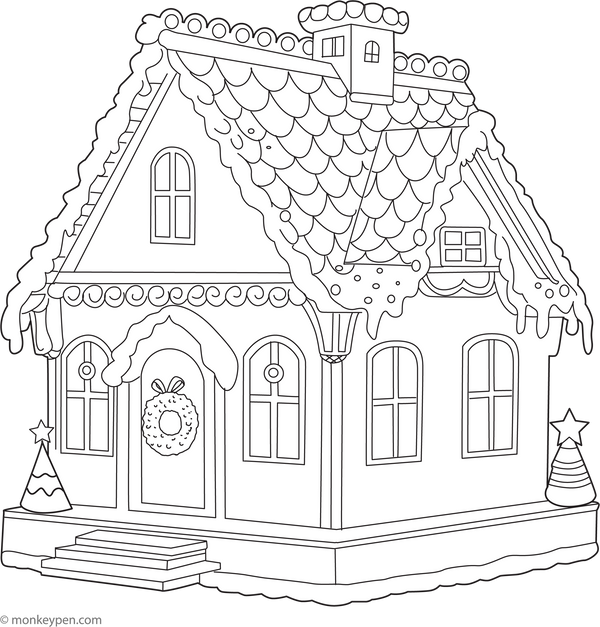 Gingerbread House Coloring Page