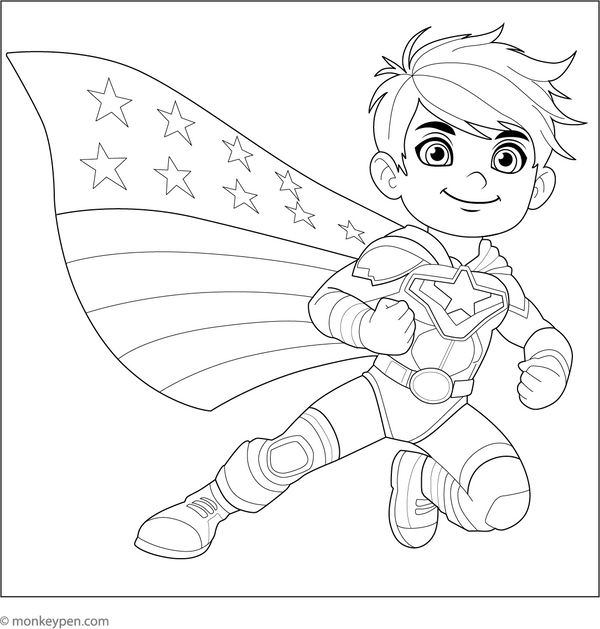 Superhero coloring page – free printable for kids to color and enjoy