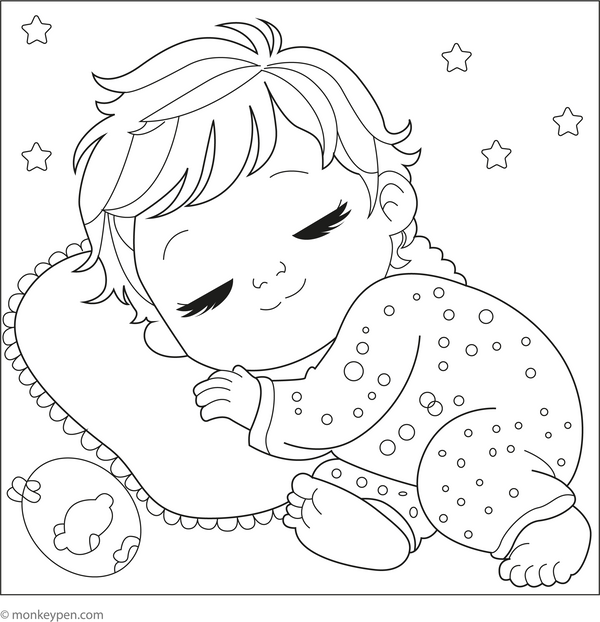Sleeping Baby coloring page – free printable for kids to color and enjoy