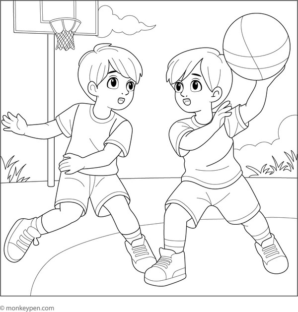 Basketball coloring page – free printable for kids to color and enjoy
