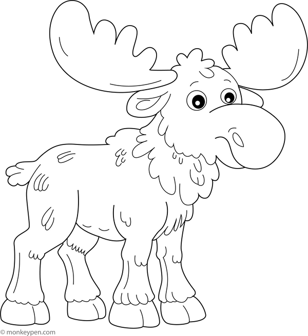 Moose coloring page – free printable for kids to color and enjoy