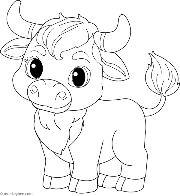 Bull coloring page – free printable for kids to color and enjoy