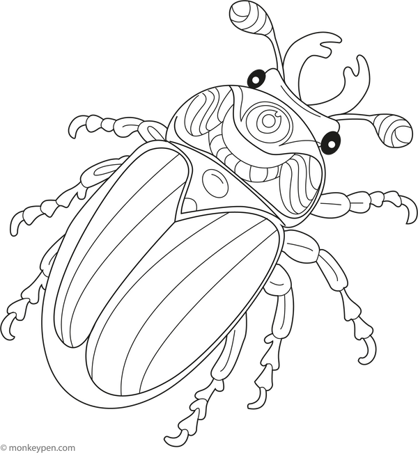 Beetle coloring page – free printable for kids to color and enjoy