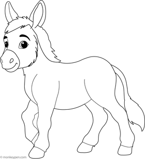 Donkey coloring page – free printable for kids to color and enjoy