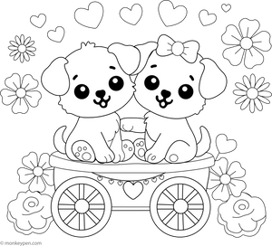 Puppies coloring page – free printable for kids to color and enjoy