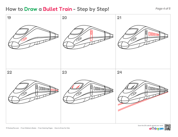 How to Draw a Bullet Train – Step-by-Step Train Drawing for Kids