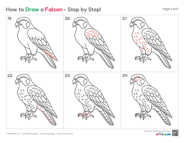 How to Draw a Falcon – Easy Step-by-Step Bird Drawing for Kids