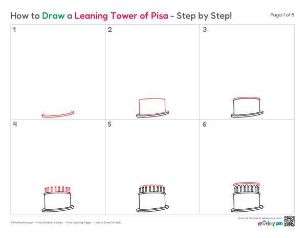 How to Draw the Leaning Tower of Pisa – Easy Step-by-Step Landmark Drawing for Kids