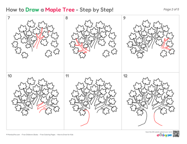 How to Draw a Maple Tree – Simple Step-by-Step Tree Drawing for Kids