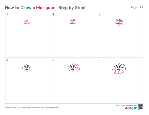 How to Draw a Marigold – Simple Step-by-Step Flower Drawing for Kids
