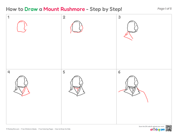 How to Draw Mount Rushmore – Step-by-Step Landmark Drawing for Kids