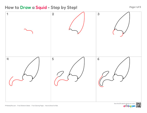 Cute Squid outline with simple tentacles.