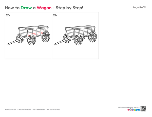 How to Draw a Wagon – Easy Step-by-Step Cart Drawing for Kids