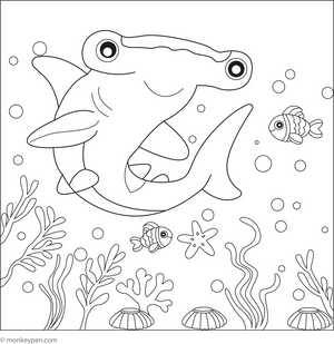Hammerhead Shark coloring page – free printable for kids to color and enjoy