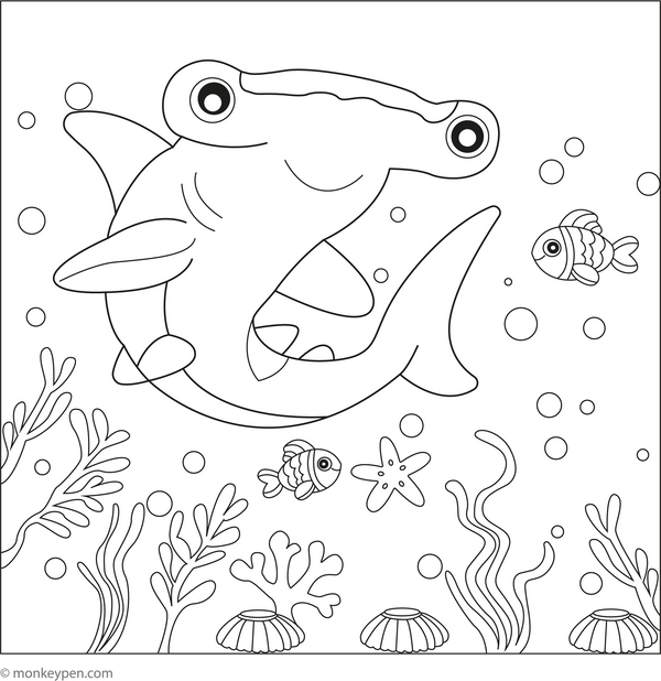 Hammerhead Shark coloring page – free printable for kids to color and enjoy