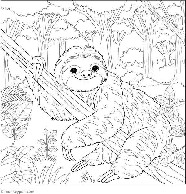 Sloth Coloring Book
