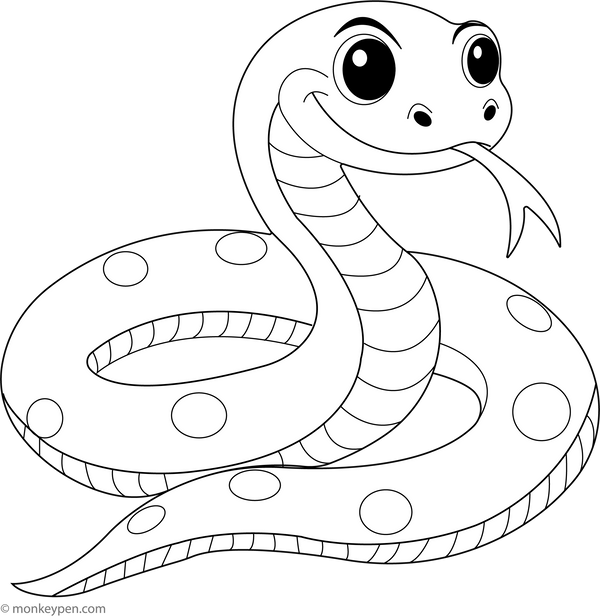 Cartoon Snake coloring page – free printable for kids to color and enjoy