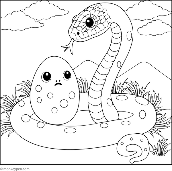 Snake and Egg coloring page – free printable for kids to color and enjoy