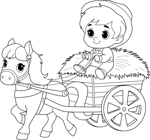 Hay Cart Coloring Page – transportation-themed printable for kids