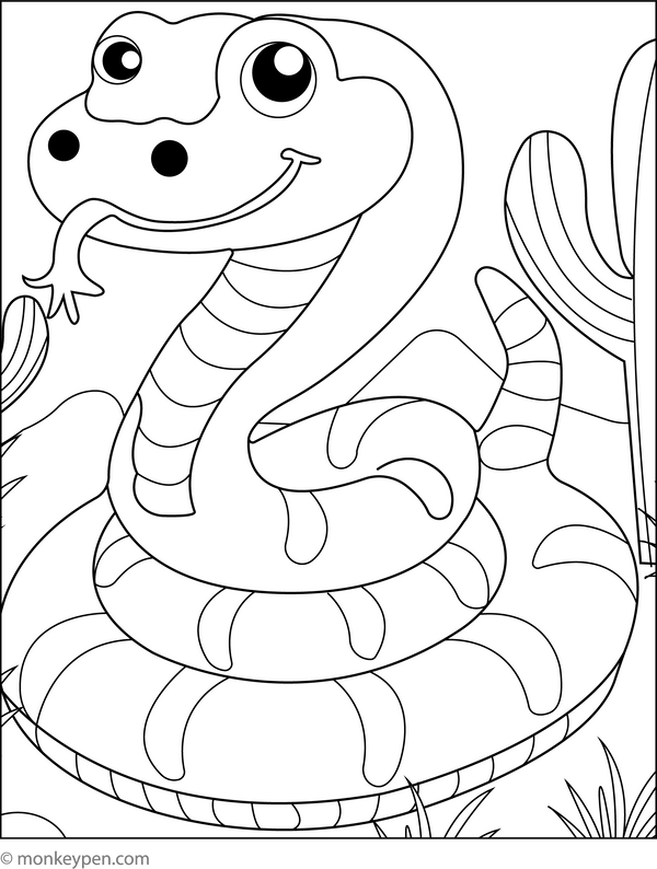 Rattle Snake Colouring Page for Kids