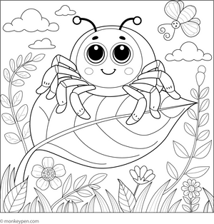 Spider on a Leaf coloring page – free printable for kids to color and enjoy