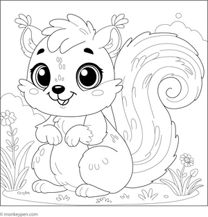 Cartoon Squirrel coloring page – free printable for kids to color and enjoy