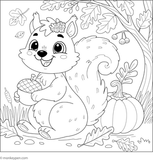 Autumn Squirrel coloring page – free printable for kids to color and enjoy