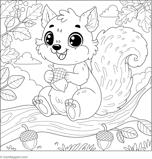 Fox Squirrel coloring page – free printable for kids to color and enjoy