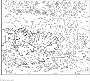 Sleeping Tiger coloring page – free printable for kids to color and enjoy
