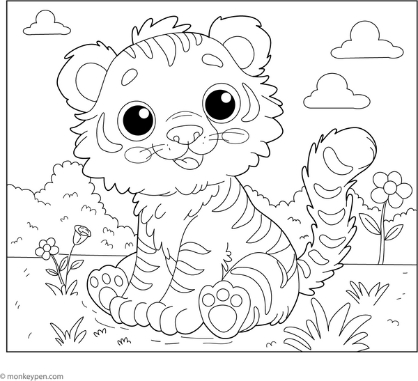 Cartoon Tiger coloring page – free printable for kids to color and enjoy